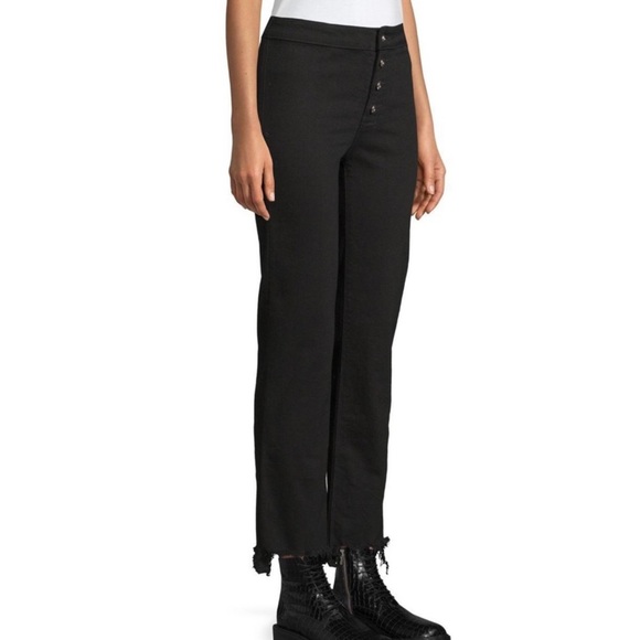 NEW RTA BLACK DISTRESSED BUTTON FRONT JEANS - Picture 3 of 7